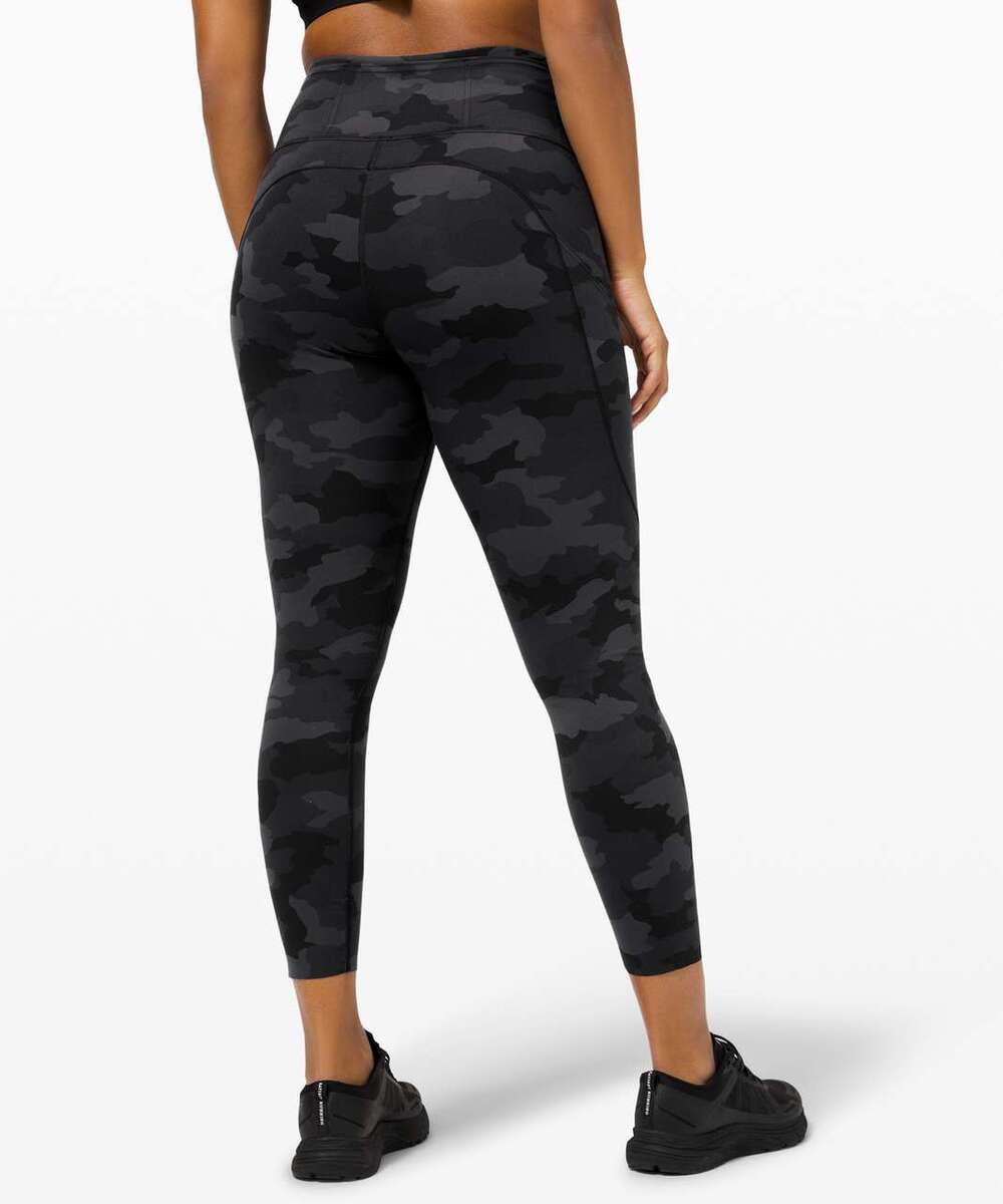 Lululemon Fast and Free Tight Nulux Black Gray Camo Athletic Leggings Size 4